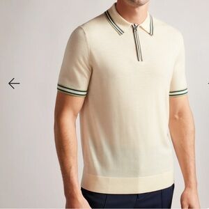 Ted Baker London Unisex Pierrot Polo Collar Knit Striped Trim Zip Polo 5 /43